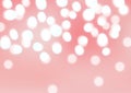 Bokeh Lights Blur Abstract Background Vector. White Christmas bulb with softness sweet lovely peach pink backdrop.