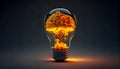 Shiny brain inside a bulb for creativity concept. Royalty Free Stock Photo