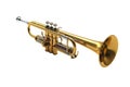 Shiny Brass Trumpet Isolated on Black Background with Musical Instruments Theme Royalty Free Stock Photo