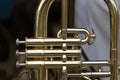 Shiny brass wind instrument Royalty Free Stock Photo