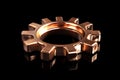 Shiny bronze gear on black background Royalty Free Stock Photo