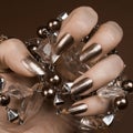 Shiny brown nails Royalty Free Stock Photo