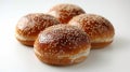 Shiny Burger Buns on White Background. Generative ai Royalty Free Stock Photo