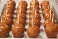 Shiny caramel apples in process Royalty Free Stock Photo