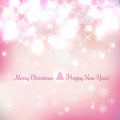 Shiny Christmas and New Year background with snowflakes, light, stars. Vector Illustration. Xmas Royalty Free Stock Photo