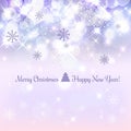 Shiny Christmas and New Year background with snowflakes, light, stars. Vector Illustration. Xmas Royalty Free Stock Photo