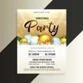 Shiny christmas party flyer template with 3d balls