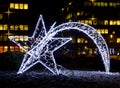 Shiny christmas street decoration in the shape of a comet made o Royalty Free Stock Photo