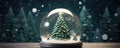 Shiny Christmas Tree Inside A Snow Globe Space For Text Royalty Free Stock Photo