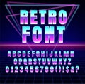 Shiny Chrome Alphabet in 80s Retro Futurism Sci-Fi style. Vector Retro galaxy space font in the style of the 1980 Royalty Free Stock Photo