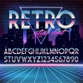 Shiny Chrome Alphabet in 80s Retro Futurism style Royalty Free Stock Photo