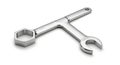Shiny chrome bicycle tool with hex socket and open-end wrench functionality Royalty Free Stock Photo