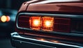 Shiny chrome bumper reflects city lights on vintage sports car generated by AI Royalty Free Stock Photo