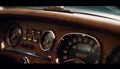 Shiny chrome dashboard controls vintage luxury sports car equipment generated by AI Royalty Free Stock Photo