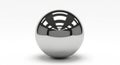 Shiny chrome sphere reflecting light on clean white studio surface white background Royalty Free Stock Photo
