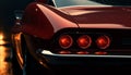 Shiny chrome sports car reflects city lights in motion blur generated by AI Royalty Free Stock Photo