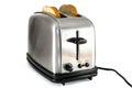 Shiny chrome toaster with two slices of bread Royalty Free Stock Photo