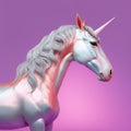 Shiny chrome unicorn with beautiful hair and decoration
