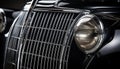 Shiny chrome vintage car grille reflects elegance and American culture generated by AI Royalty Free Stock Photo