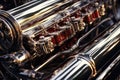 shiny classic car engine with chrome parts Royalty Free Stock Photo
