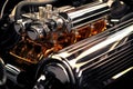 shiny classic car engine with chrome parts Royalty Free Stock Photo