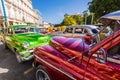 Shiny classic vintage cars parked in Old Havana Royalty Free Stock Photo