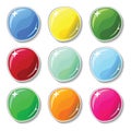 Shiny colorful buttons with glass surface effect. Blank buttons set for web design or game graphic. Royalty Free Stock Photo