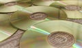 Shiny compact discs in a music session in side view Royalty Free Stock Photo