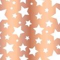 Shiny copper foil stars seamless vector pattern. White star shapes on rose golden background. Gold night sky. Elegant and fancy Royalty Free Stock Photo