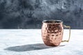 Shiny copper Moscow Mule mug with handle. Hammered Vintage Copper Mug
