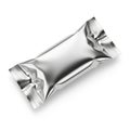 A shiny, crinkled foil wrapper lying flat on a white background Royalty Free Stock Photo