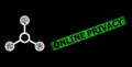 Rubber Online Privacy Stamp Imitation and Net Atom Links Web Mesh with Bright Light Spots Royalty Free Stock Photo