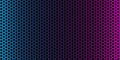 Shiny cyan blue and pink neon illuminated dark perforated metal grill texture, retro 80s cyberpunk abstract background Royalty Free Stock Photo