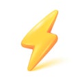 Shiny 3D lightning Simple minimalist design dangerous thunder Quick special offer ideas. 3D Vector Illustration