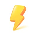 Shiny 3D lightning Simple minimalist design dangerous thunder Quick special offer ideas. 3D Vector Illustration