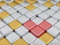 Shiny 3d mosaic,silver and gold surfaces. Royalty Free Stock Photo
