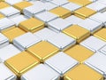 Shiny 3d mosaic,silver and gold surfaces. Royalty Free Stock Photo