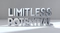 Shiny 3D text emphasizes limitless potential in modern design on clean backdrop