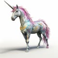 Shiny 3d Unicorn Sculpture In Light Magenta And Dark Gray