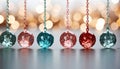 Shiny decoration hanging, multi colored sphere, glowing reflection, vibrant Christmas ornament generated by AI Royalty Free Stock Photo