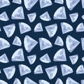 Shiny diamonds on blue, seamless pattern Royalty Free Stock Photo
