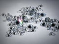 Shiny diamonds stones laying on white table Royalty Free Stock Photo