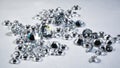 Shiny diamonds stones laying on white table Royalty Free Stock Photo