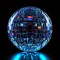 Shiny disco ball gold and colorful with bokeh background Royalty Free Stock Photo