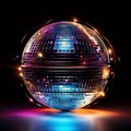 Shiny disco ball gold and colorful with bokeh background Royalty Free Stock Photo