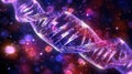 Shiny DNA medicine blockchain Metaverse NFT crypto Datastream flow background. Generative AI