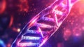 Shiny DNA medicine blockchain Metaverse NFT crypto Datastream flow background. Generative AI