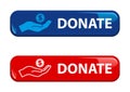 Shiny Donate Button in Red and Blue Color Royalty Free Stock Photo