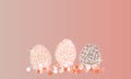 Shiny Easter eggs on a pink background with kanfeti. Royalty Free Stock Photo