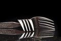 Fork on black background Royalty Free Stock Photo